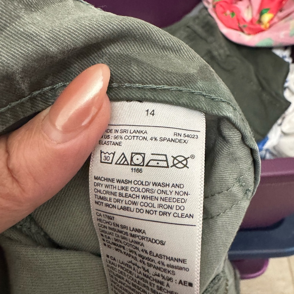 Green Cotton Blend Pants